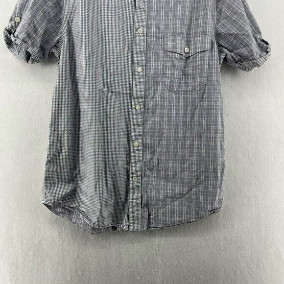 Brilliant Colours by Velour Button Shirt Men’s Sz S Blue Plaid Roll-Tab Pockets - Picture 7 of 12